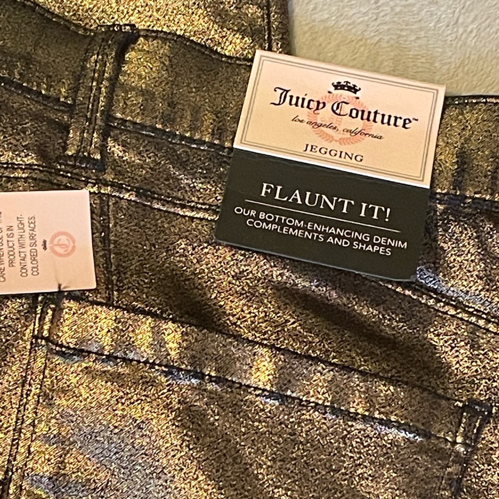 Juicy Couture Rose Gold Mid Rise Pull On Jeggings Womens 12 New - Picture 2 of 8